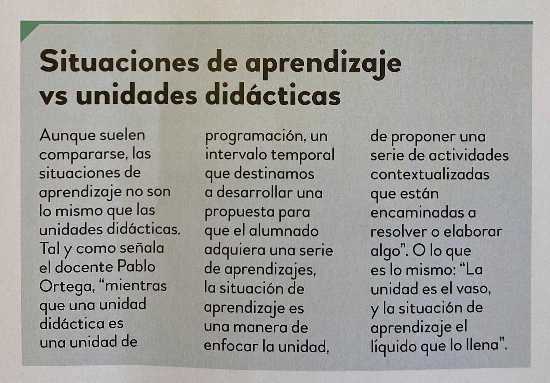 Situaciones de aprendizaje y unidades didácticas